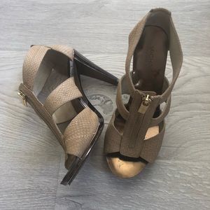 Michael Kors snake skin tan heels
